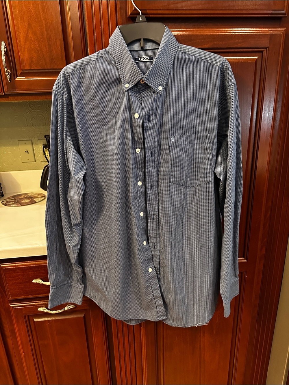 IZOD Men's Blue/White Button-Down Large Shirt
